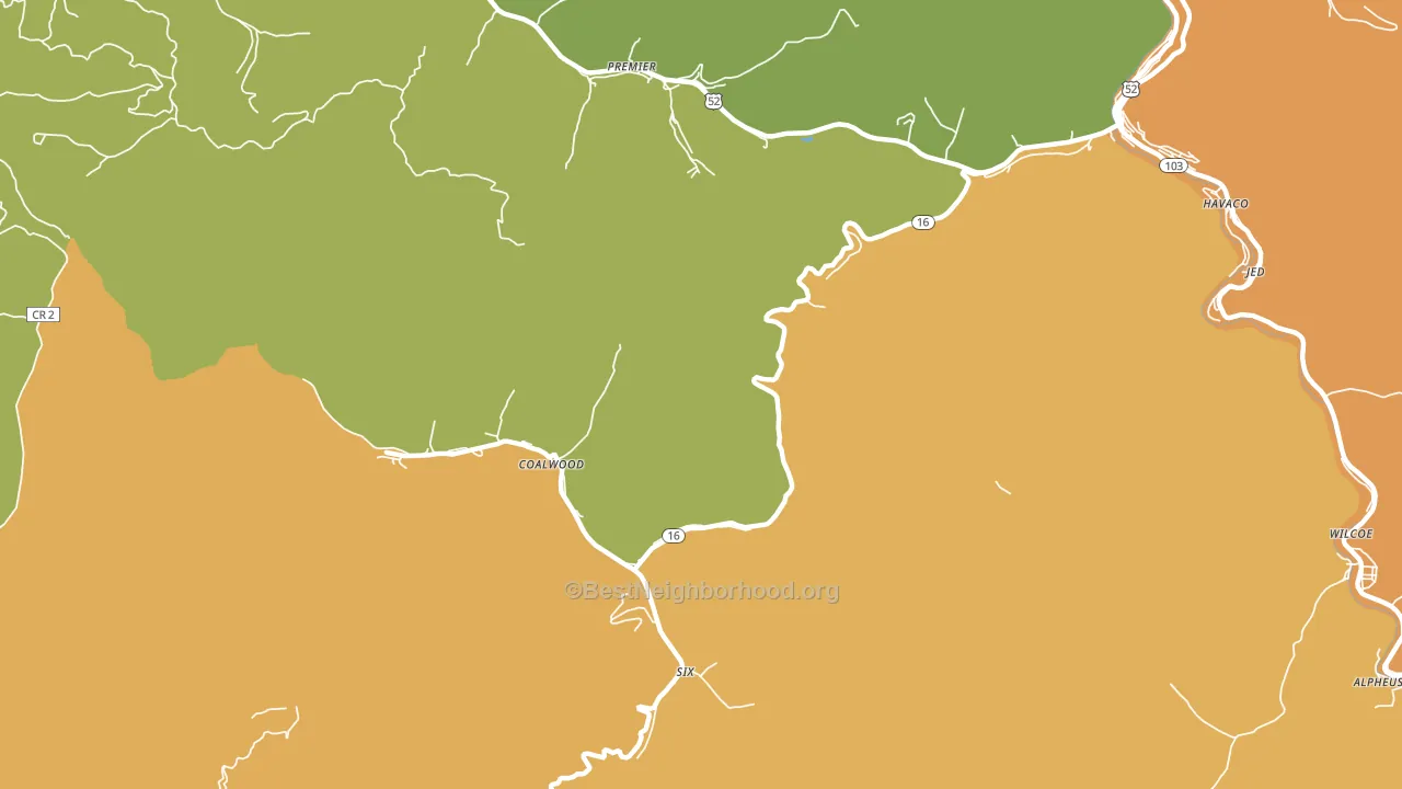 Caretta, WV block-group voter-turnout map