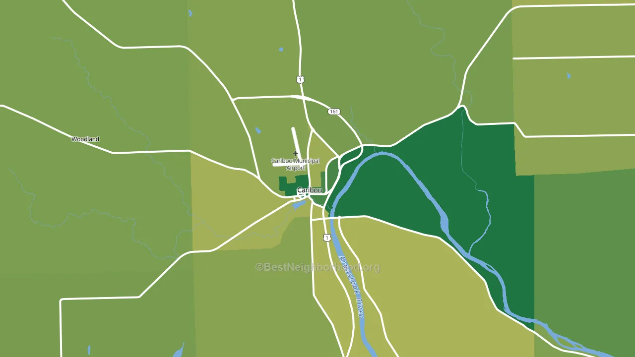 Caribou, ME block-group voter-turnout map