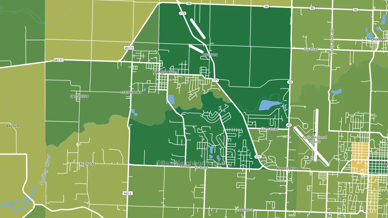 Carl Junction, MO block-group voter-turnout map