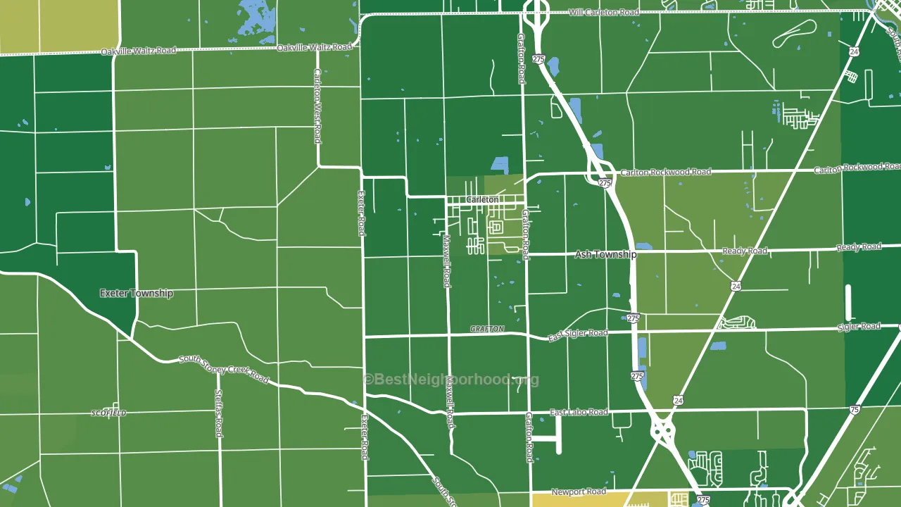 Carleton, MI block-group voter-turnout map