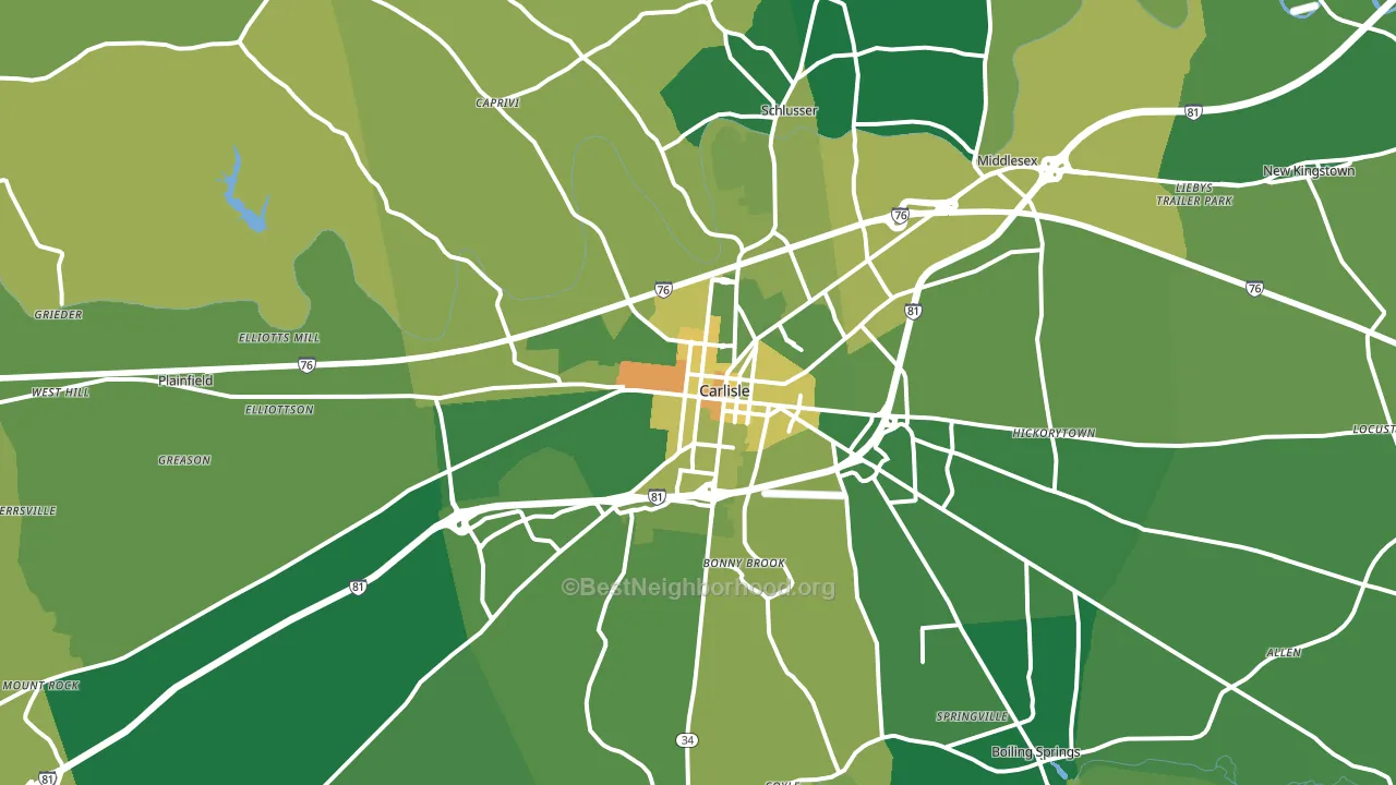 Carlisle, PA block-group voter-turnout map
