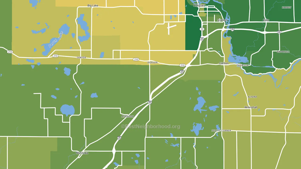 Carlton County, MN block-group voter-turnout map