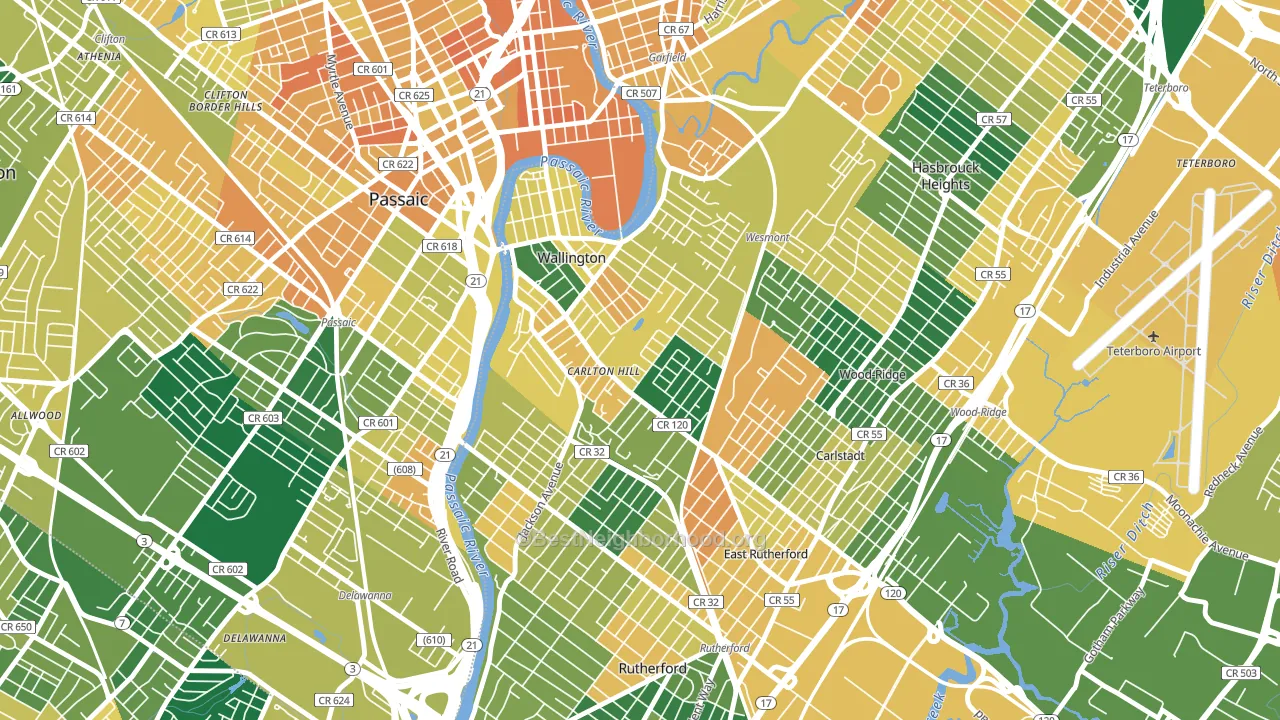 Carlton Hill, Wallington, NJ block-group voter-turnout map