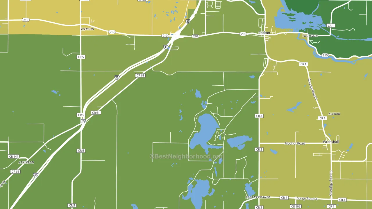 Carlton, MN block-group voter-turnout map