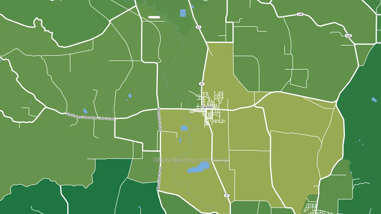 Carlton, OR block-group voter-turnout map