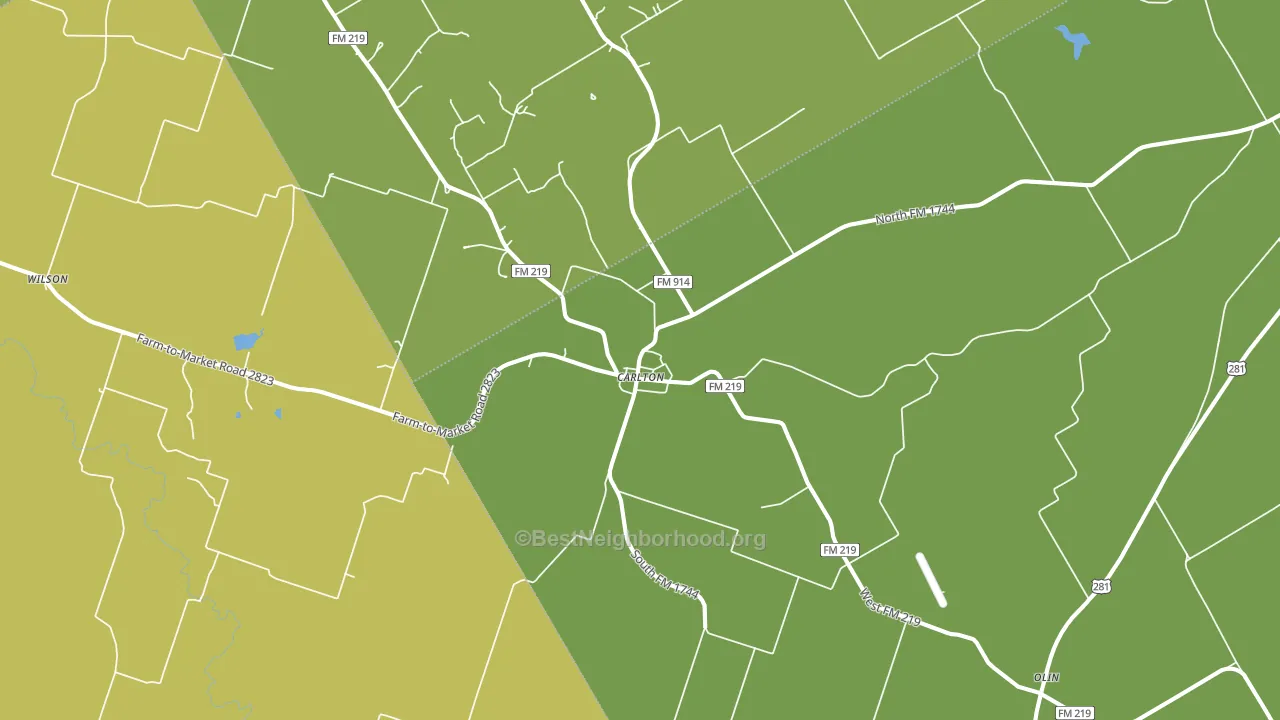 Carlton, TX block-group voter-turnout map