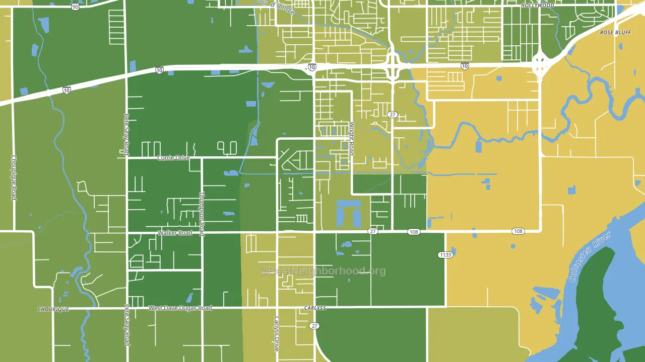 Carlyss, LA block-group voter-turnout map