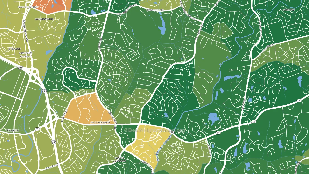 Carmel, Charlotte, NC block-group voter-turnout map