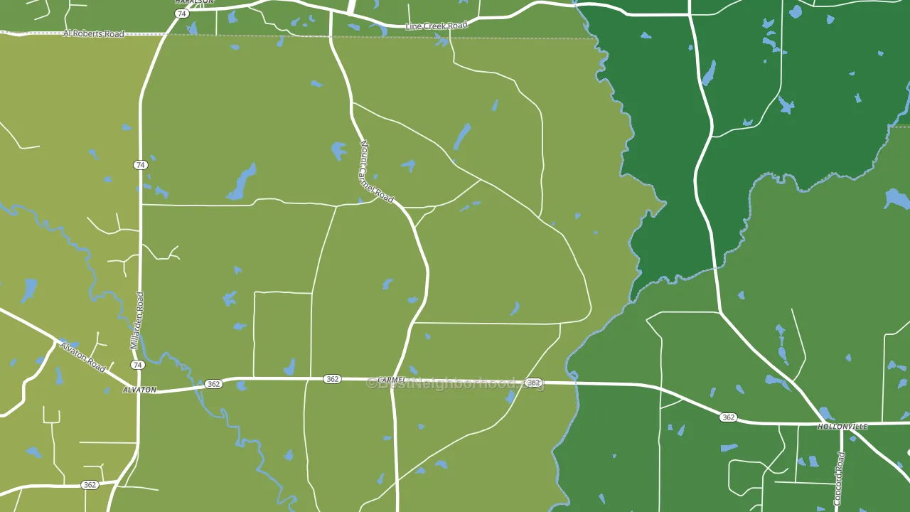 Carmel, GA block-group voter-turnout map