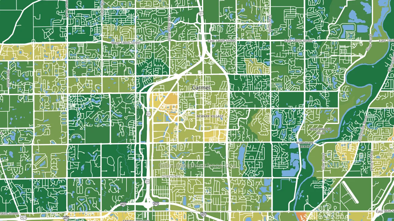 Carmel, IN block-group voter-turnout map