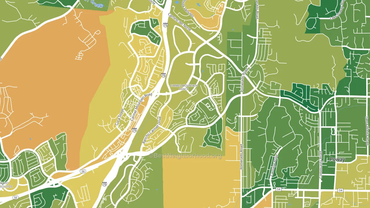Carmel Mountain, San Diego, CA block-group voter-turnout map