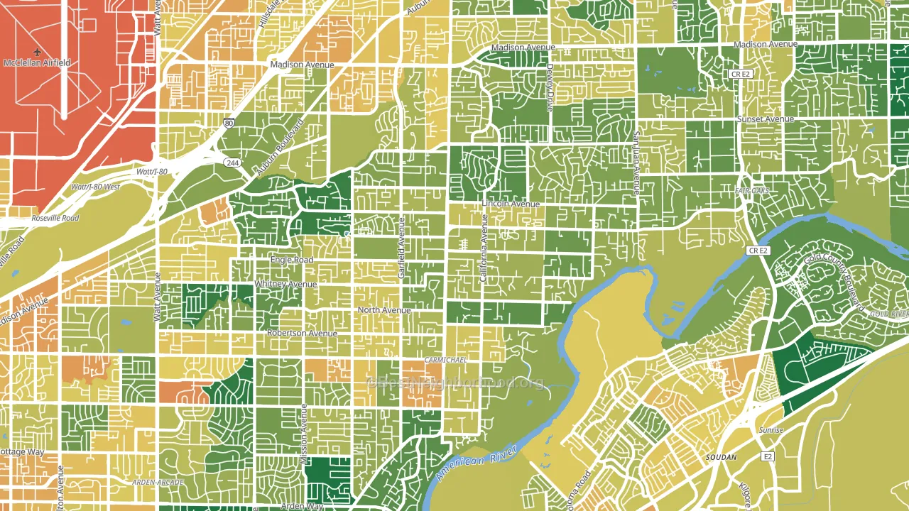 Carmichael, CA block-group voter-turnout map
