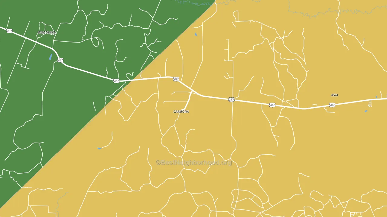 Carmona, TX block-group voter-turnout map
