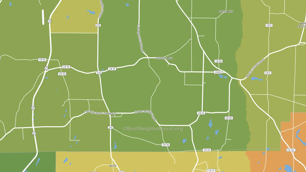 Carnegie, GA block-group voter-turnout map