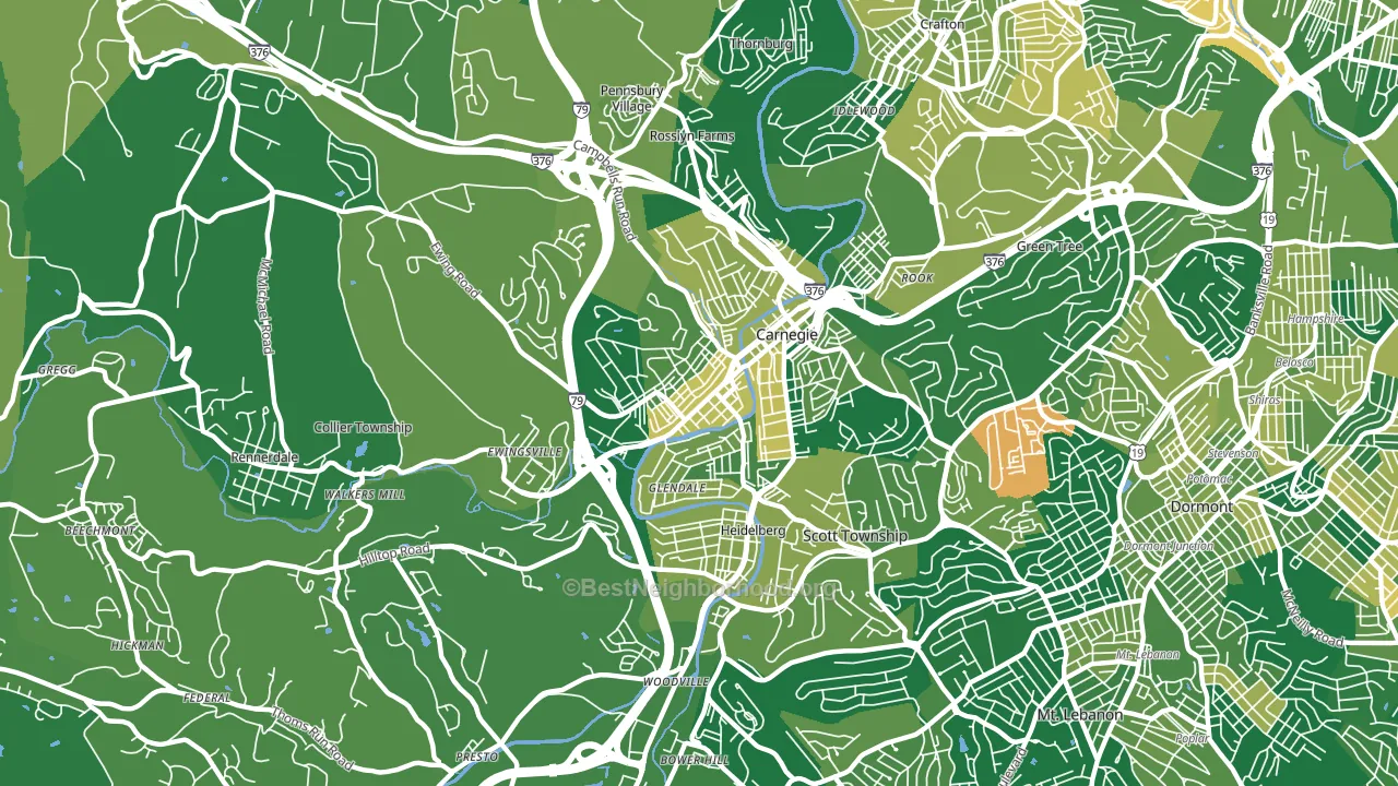 Carnegie, PA block-group voter-turnout map