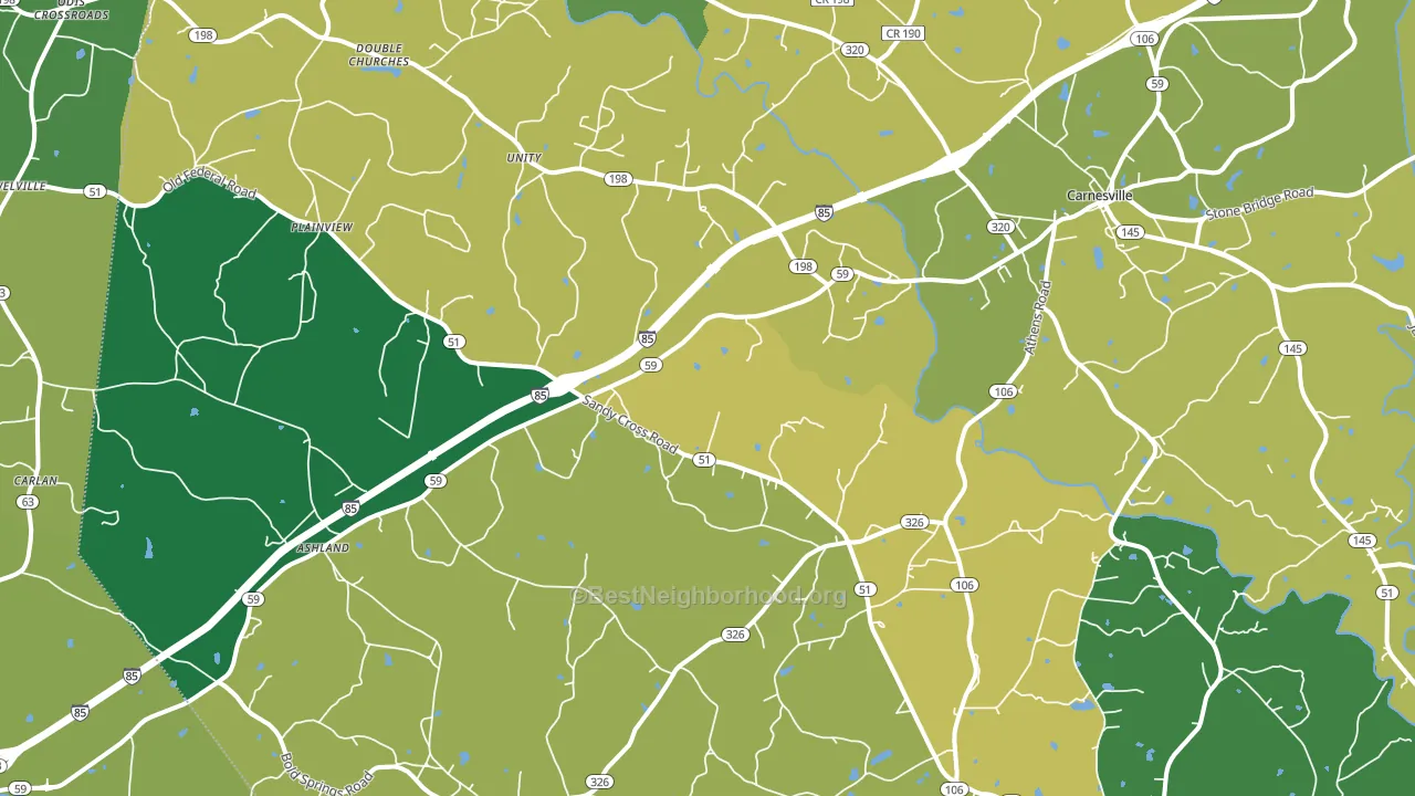 Carnesville, GA block-group voter-turnout map