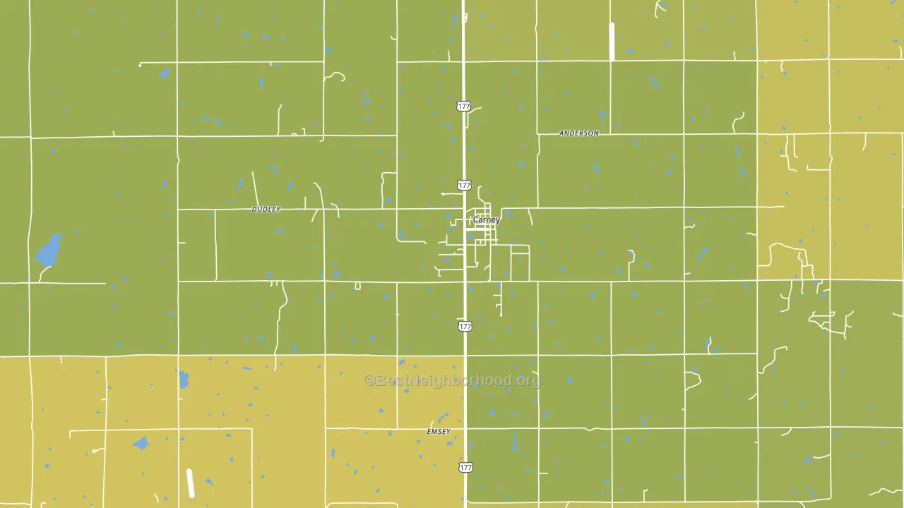 Carney, OK block-group voter-turnout map