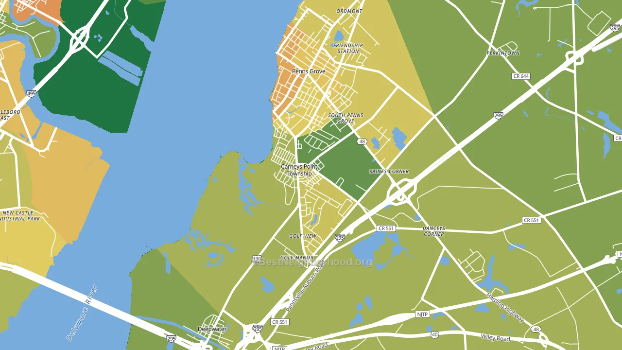 Carneys Point, NJ block-group voter-turnout map