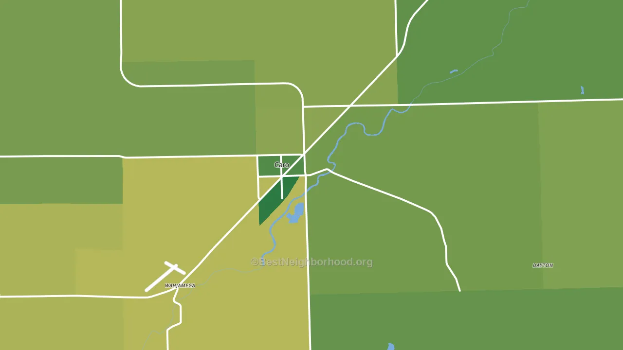 Caro, MI block-group voter-turnout map