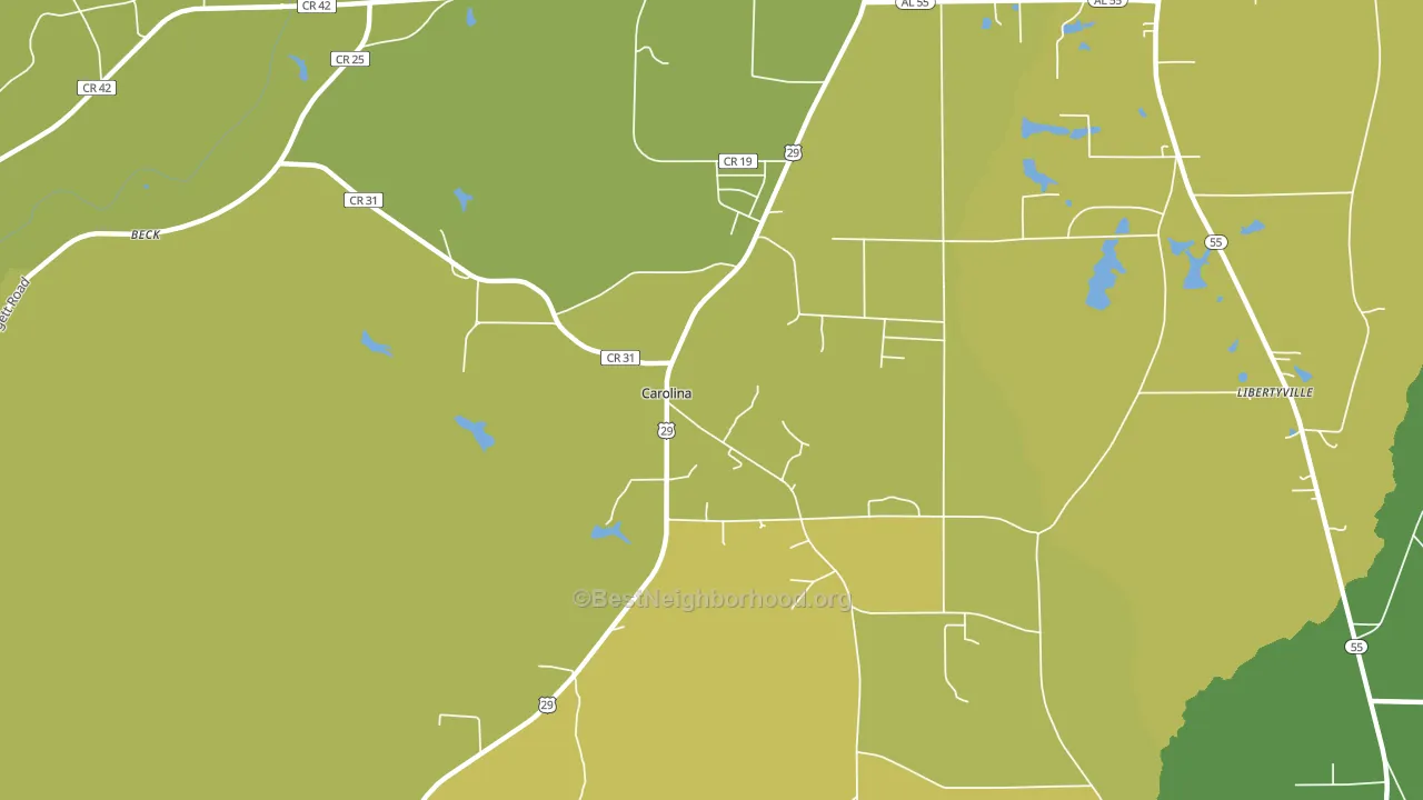 Carolina, AL block-group voter-turnout map