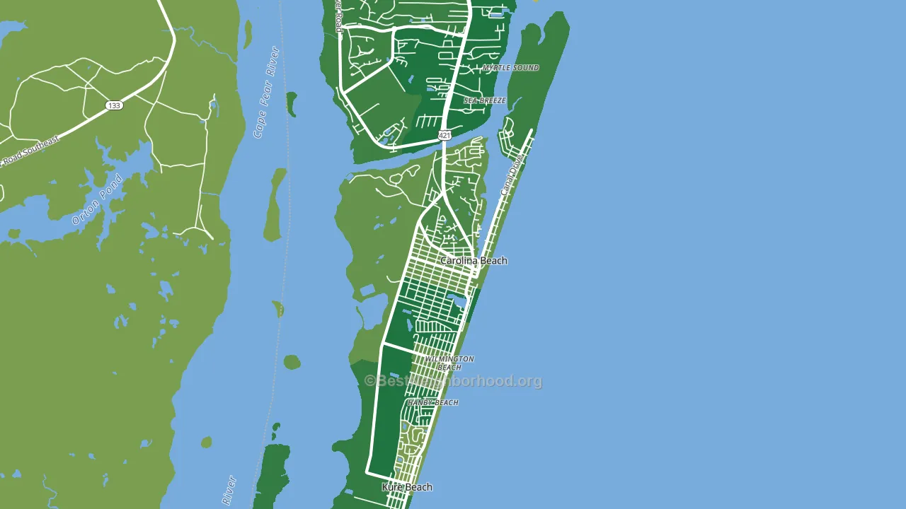 Carolina Beach, NC block-group voter-turnout map