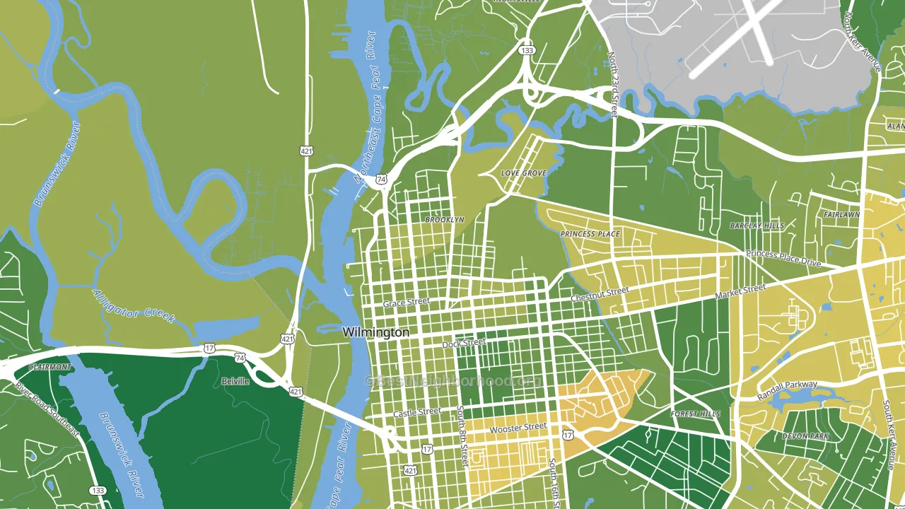 Carolina Heights, Wilmington, NC block-group voter-turnout map