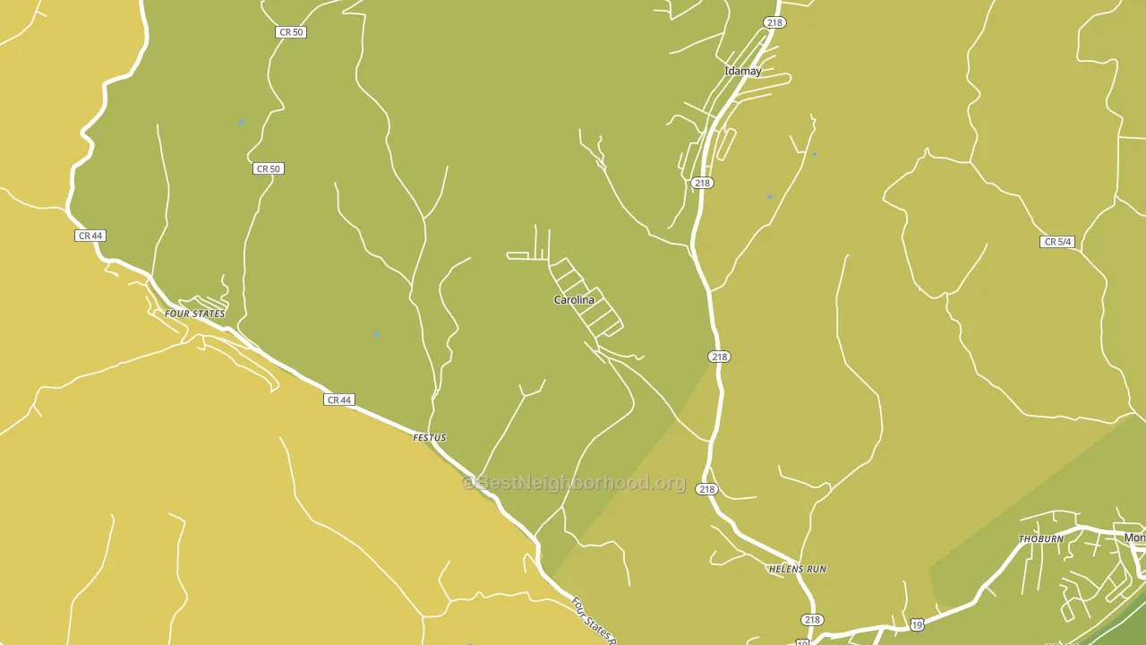 Carolina, WV block-group voter-turnout map