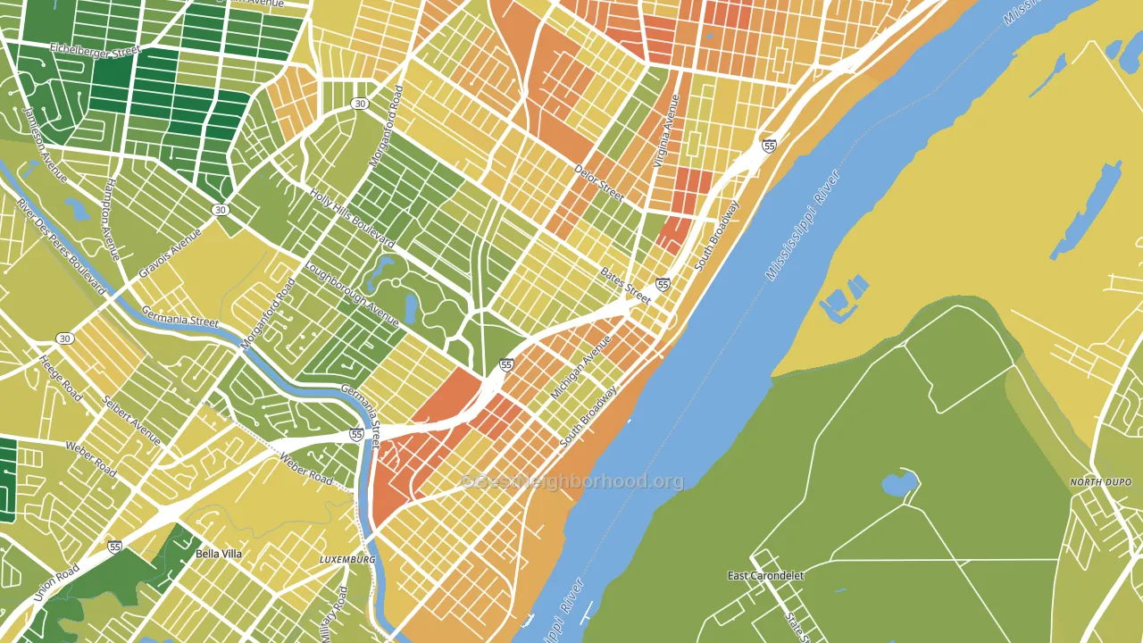 Carondelet, St. Louis, MO block-group voter-turnout map