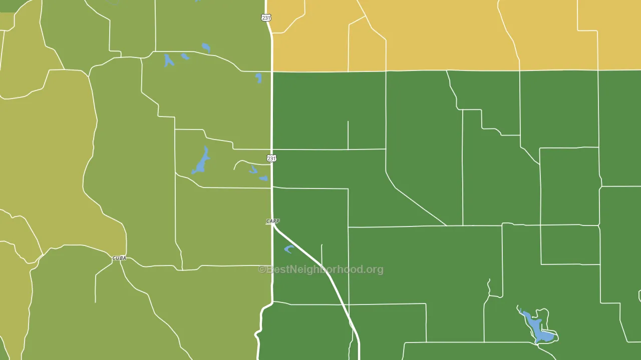 Carp, IN block-group voter-turnout map