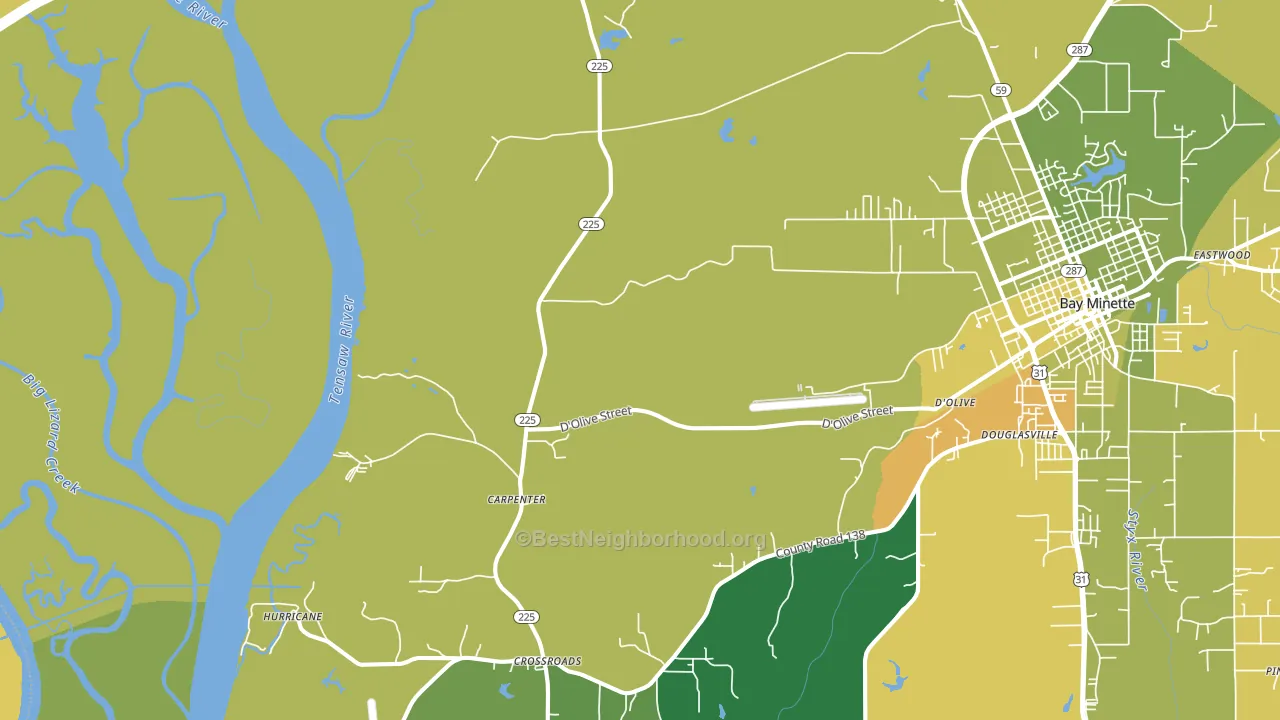 Carpenter, AL block-group voter-turnout map