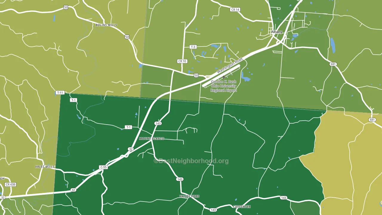 Carpenter, OH block-group voter-turnout map