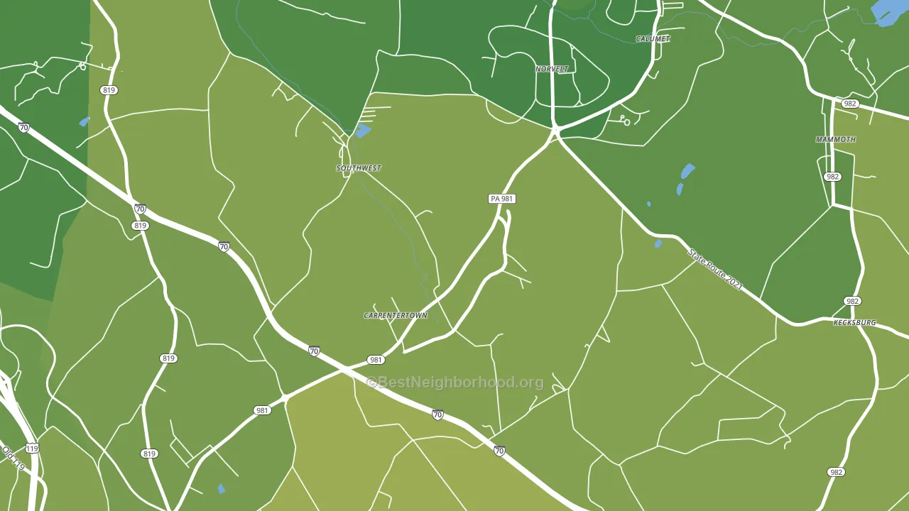 Carpentertown, PA block-group voter-turnout map