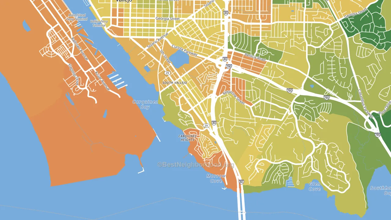 Carquinez Heights, Vallejo, CA block-group voter-turnout map