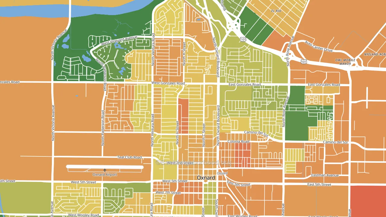 Carriage Square, Oxnard, CA block-group voter-turnout map