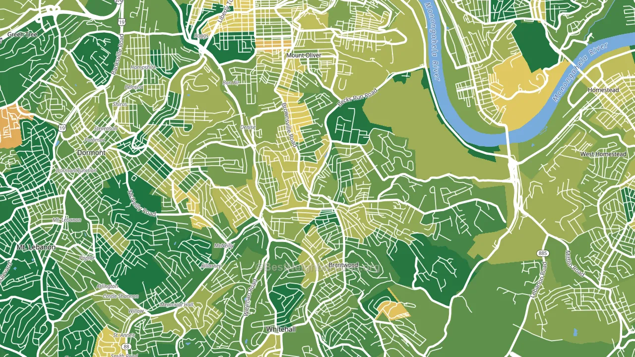 Carrick, Pittsburgh, PA block-group voter-turnout map