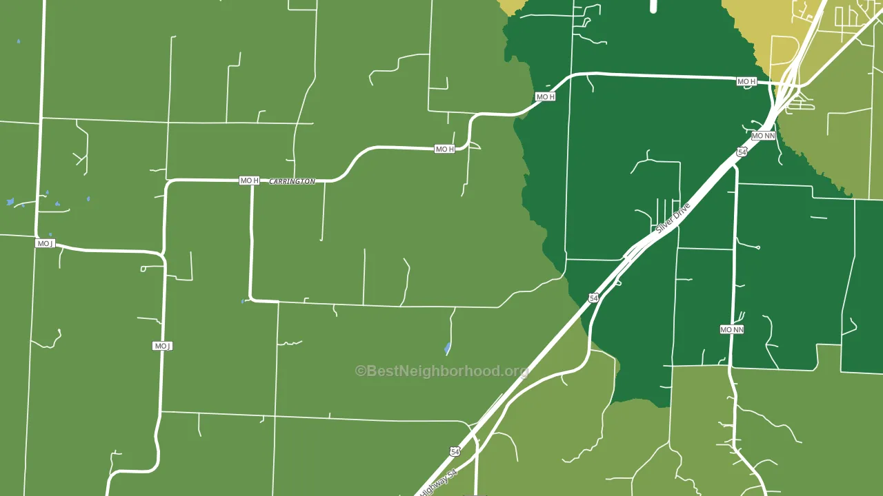 Carrington, MO block-group voter-turnout map