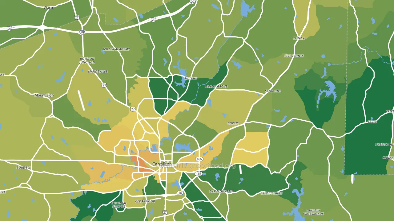 Carroll County, GA block-group voter-turnout map