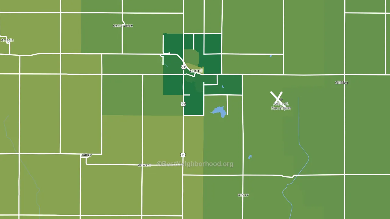 Carroll County, IA block-group voter-turnout map