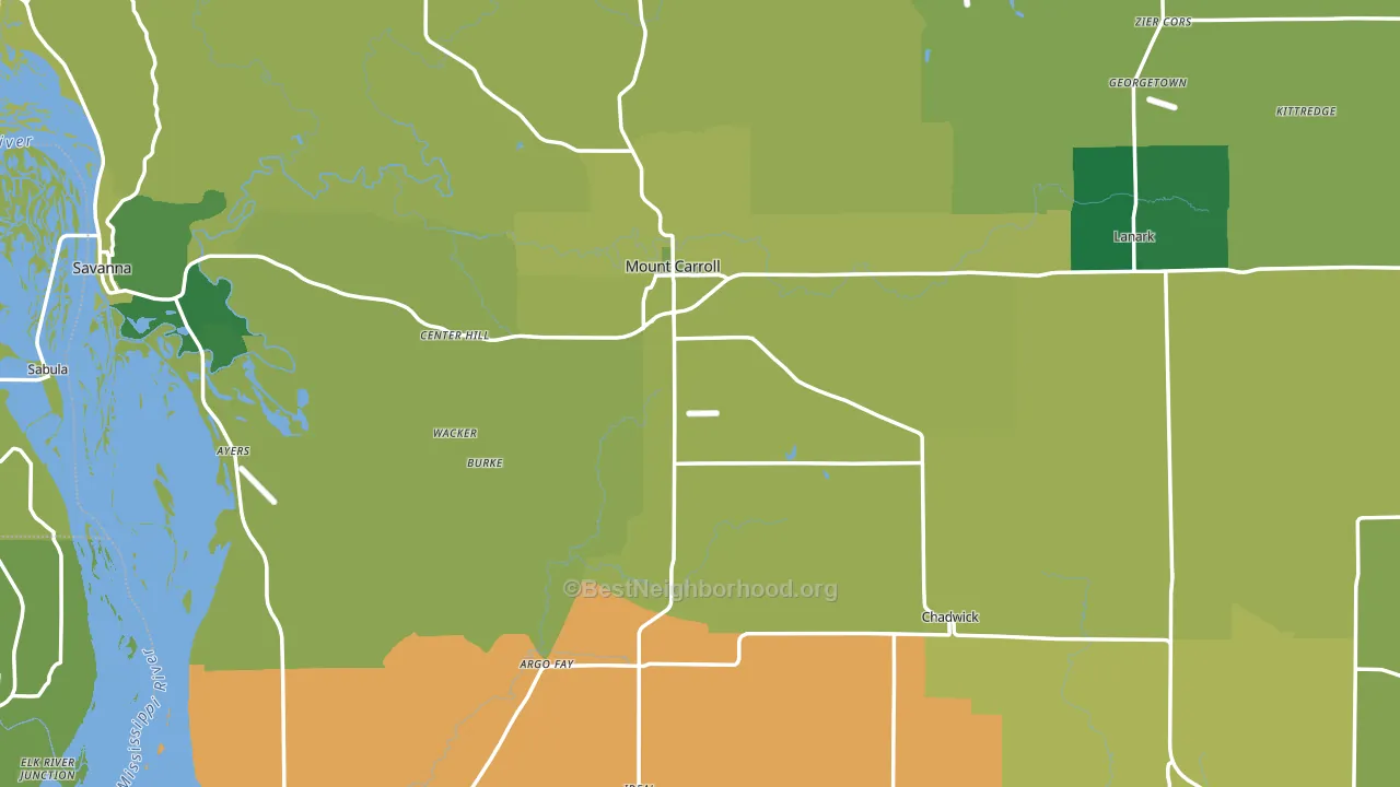 Carroll County, IL block-group voter-turnout map