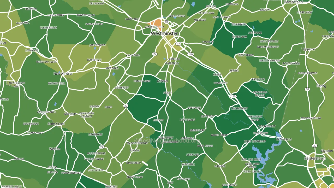 Carroll County, MD block-group voter-turnout map