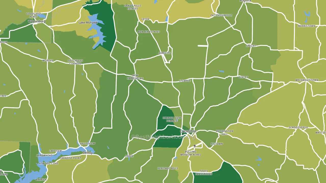 Carroll County, OH block-group voter-turnout map