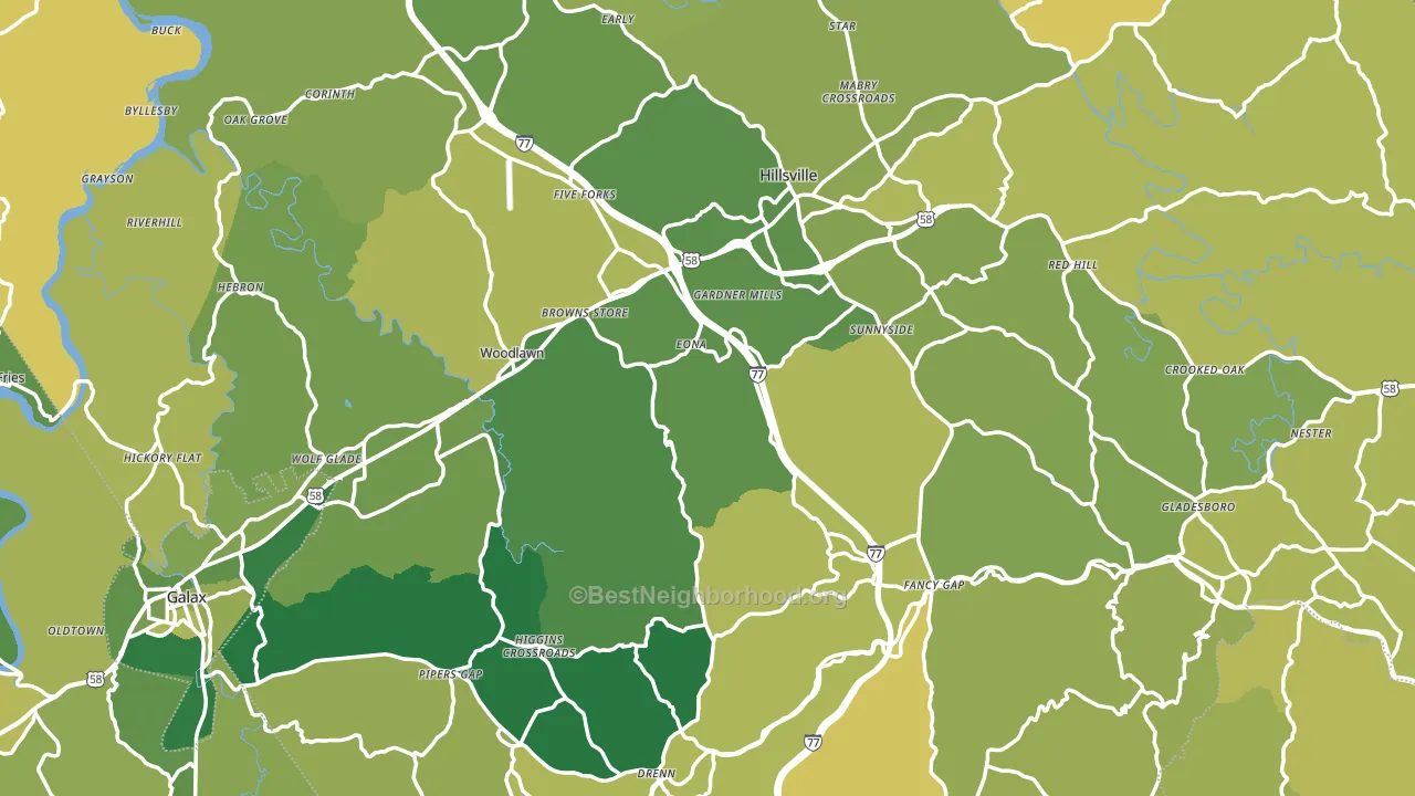 Carroll County, VA block-group voter-turnout map