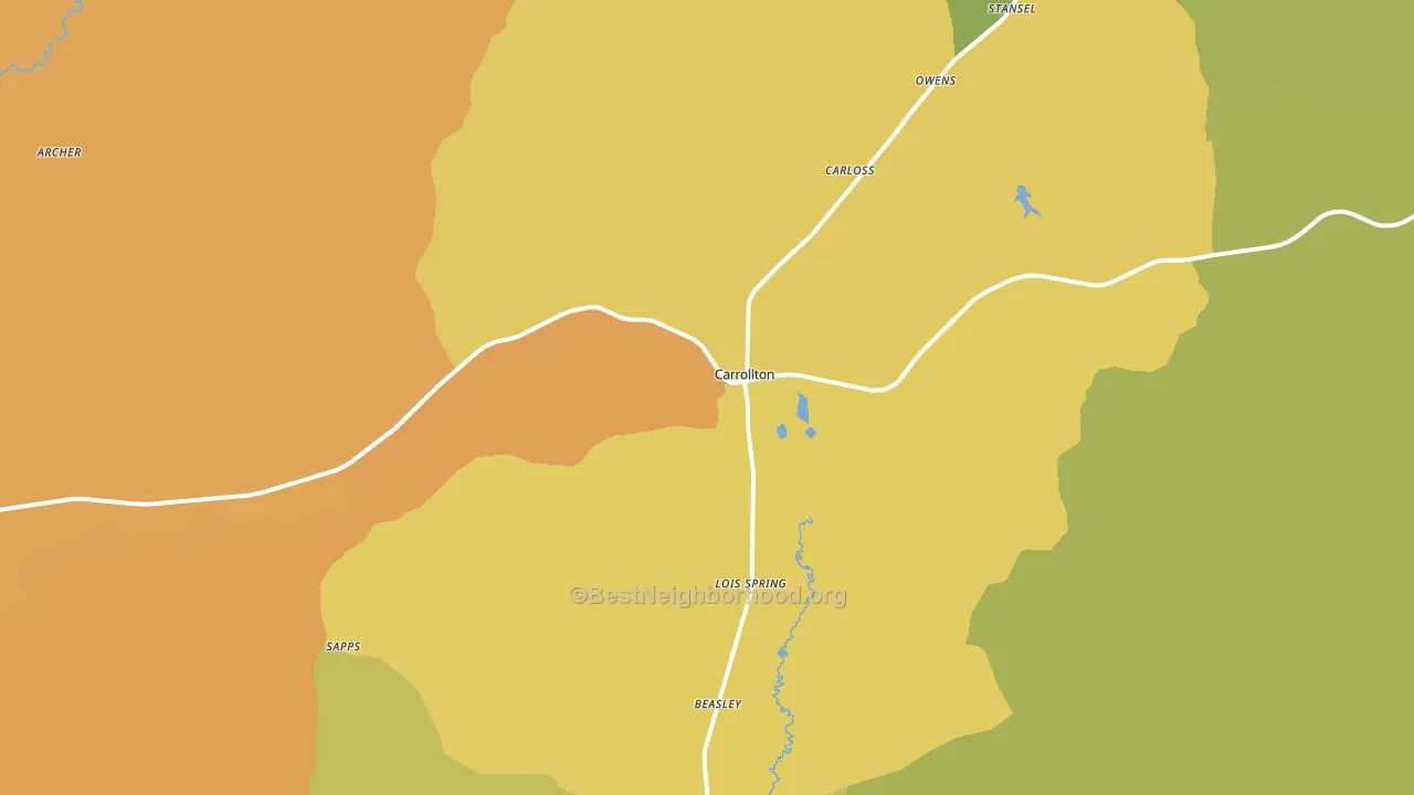 Carrollton, AL block-group voter-turnout map