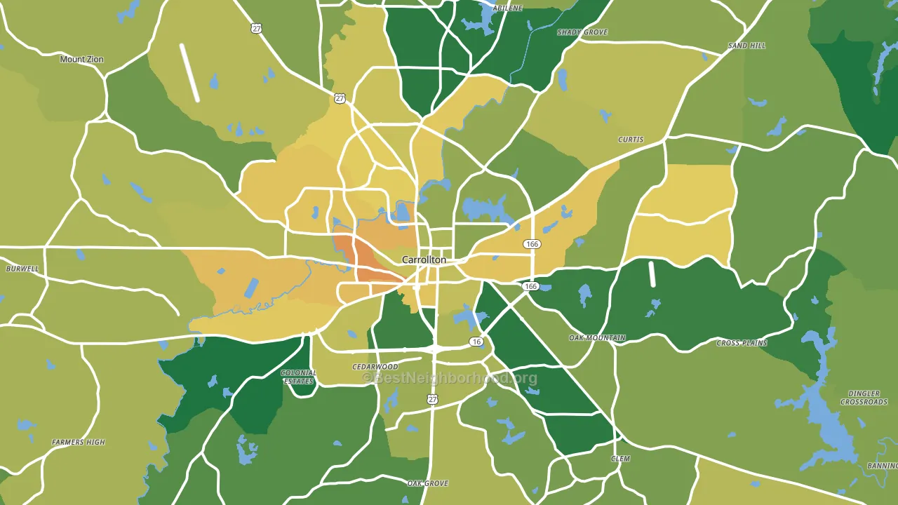 Carrollton, GA block-group voter-turnout map