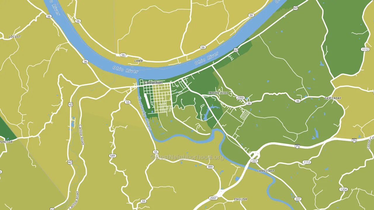 Carrollton, KY block-group voter-turnout map