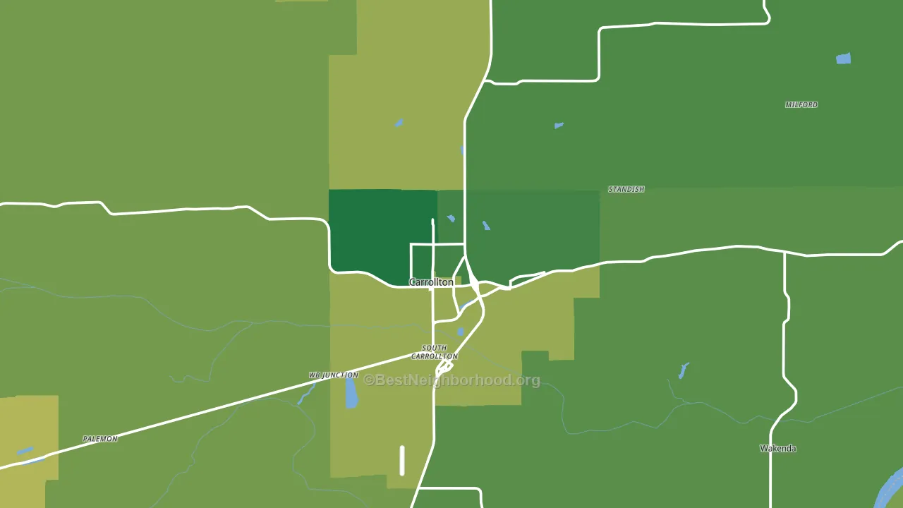 Carrollton, MO block-group voter-turnout map