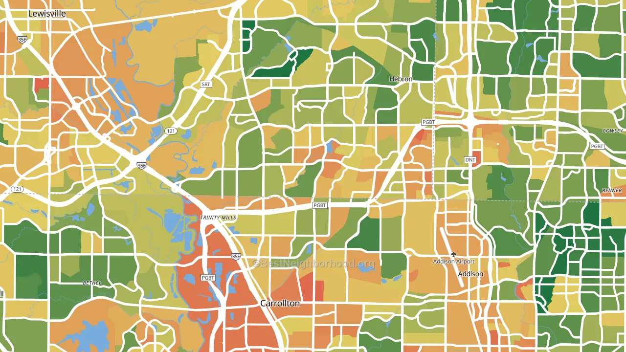 Carrollton, TX block-group voter-turnout map