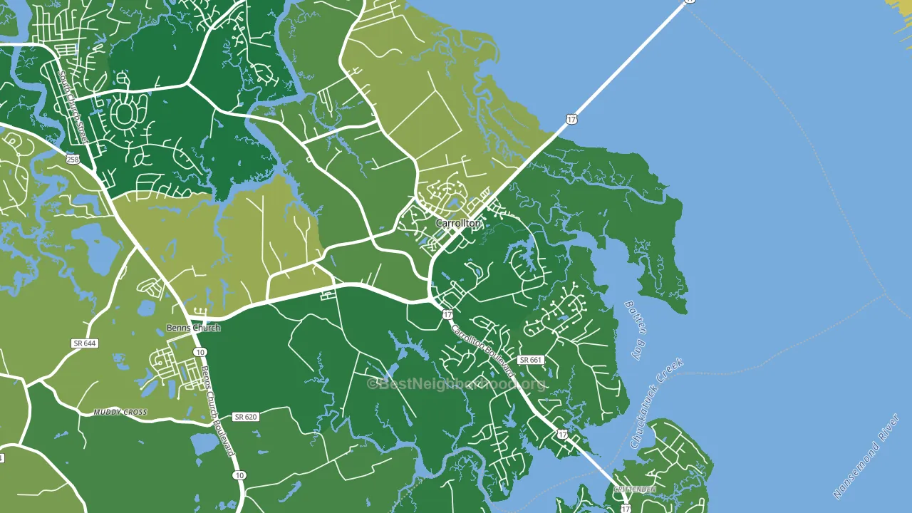 Carrollton, VA block-group voter-turnout map