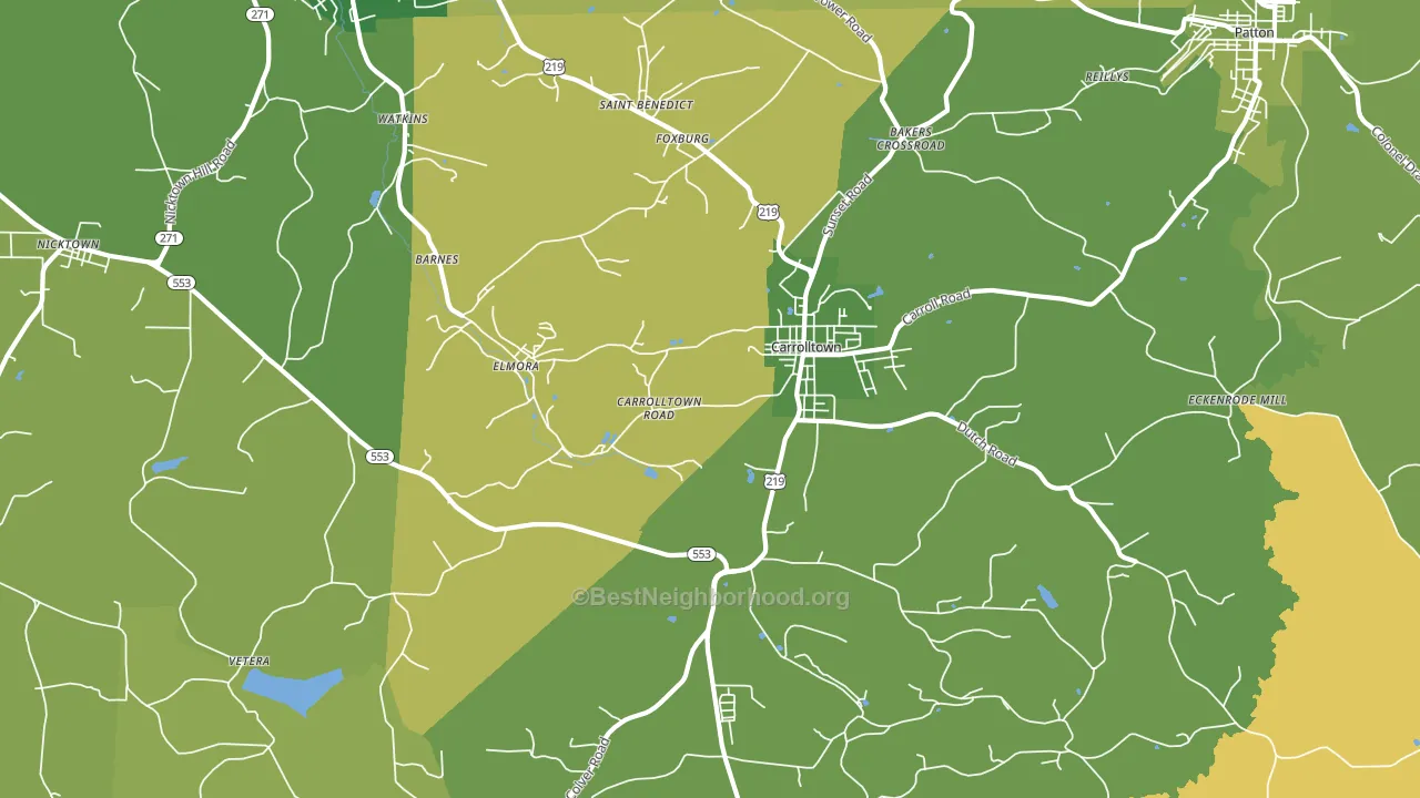 Carrolltown, PA block-group voter-turnout map