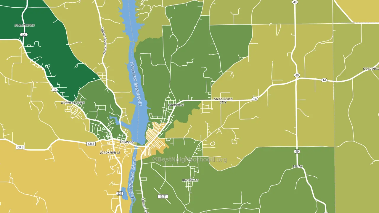 Carrville, AL block-group voter-turnout map